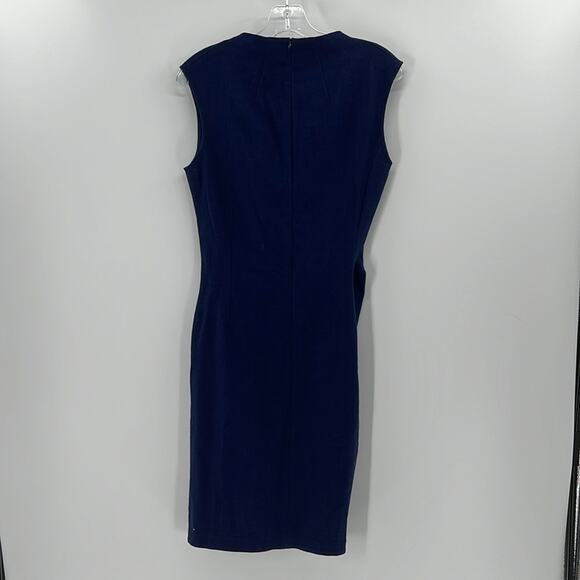 PAULE KA Pique Ruched Sheath Dress - Navy - 38 or US 4 - Picture 10 of 11